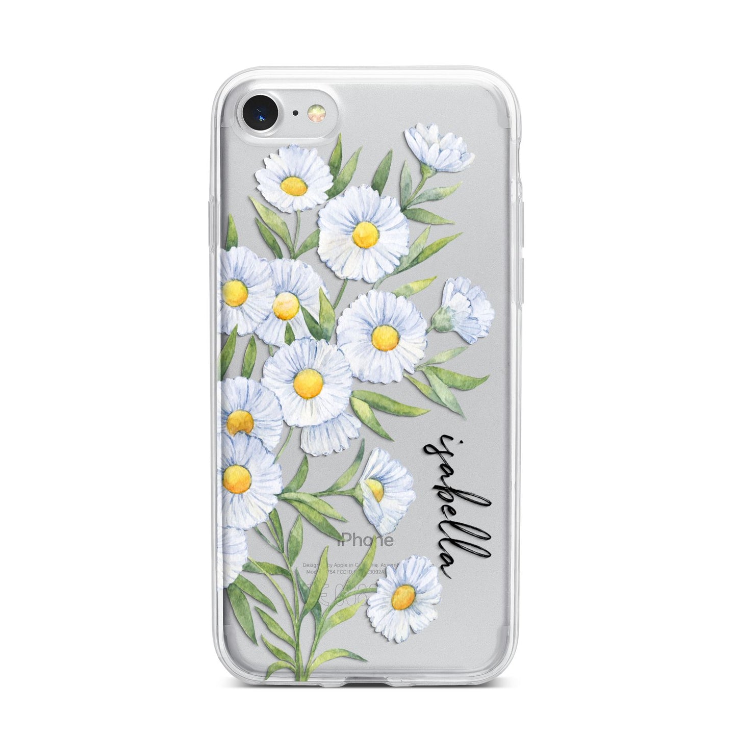 Personalised Daisy Flower iPhone 7 Bumper Case on Silver iPhone