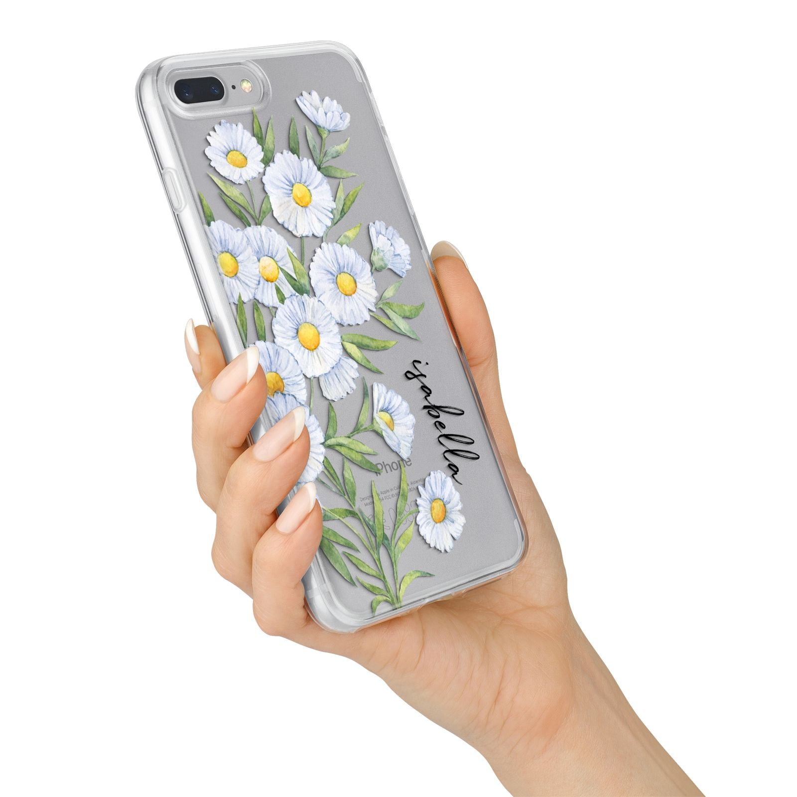 Personalised Daisy Flower iPhone 7 Plus Bumper Case on Silver iPhone Alternative Image