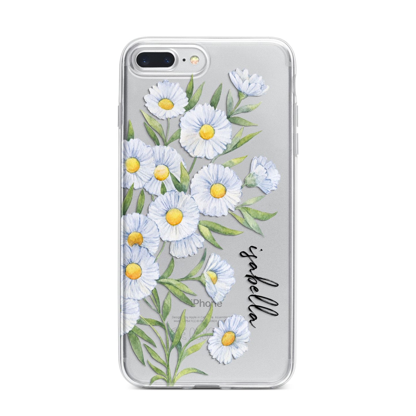 Personalised Daisy Flower iPhone 7 Plus Bumper Case on Silver iPhone