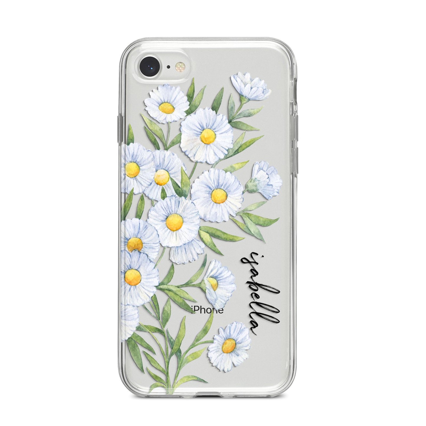 Personalised Daisy Flower iPhone 8 Bumper Case on Silver iPhone