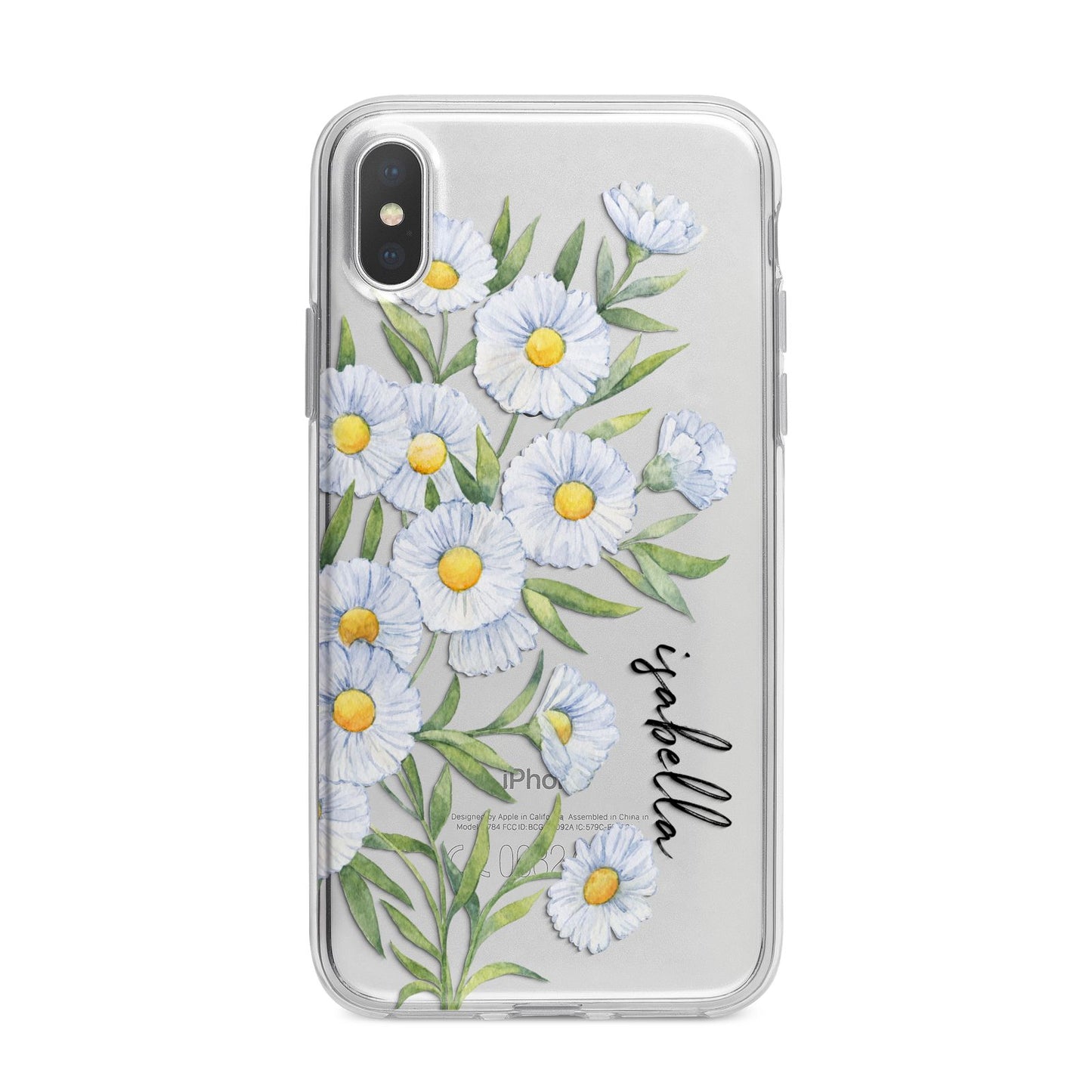 Personalised Daisy Flower iPhone X Bumper Case on Silver iPhone Alternative Image 1