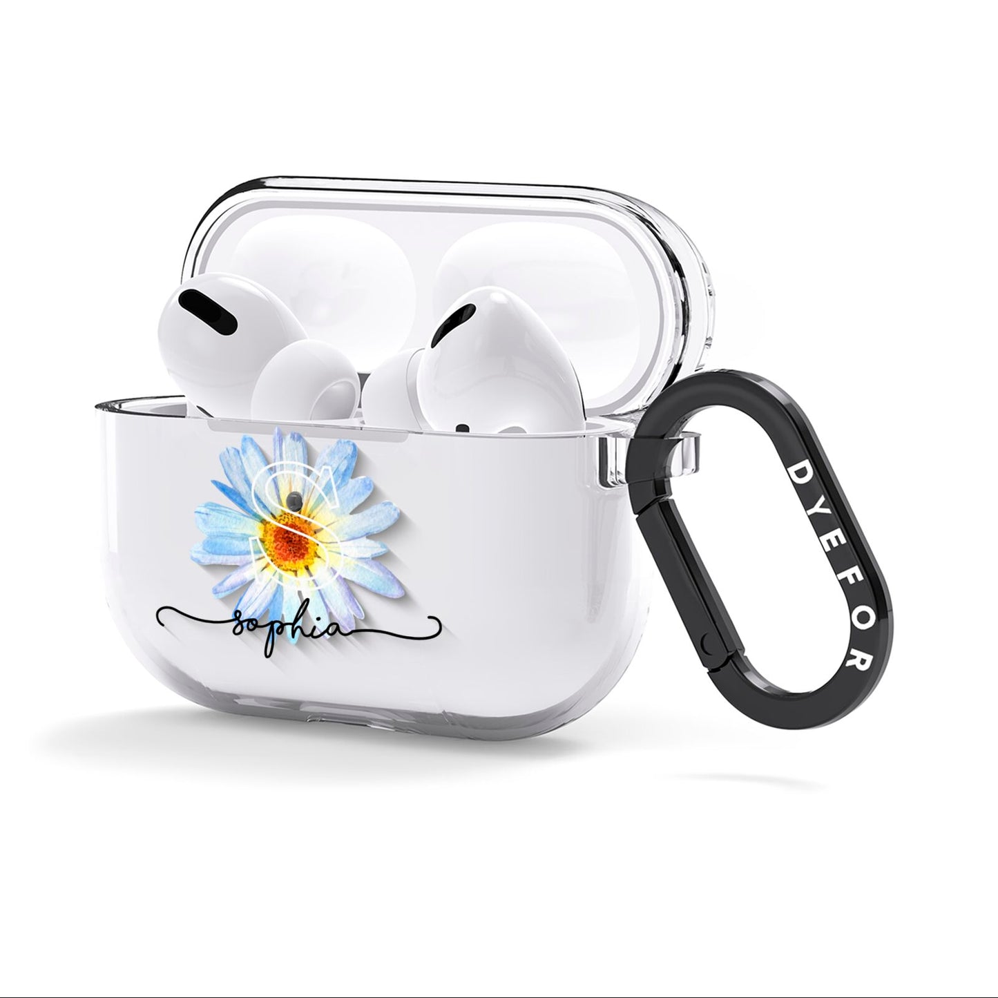 Personalised Daisy Initial Name AirPods Clear Case 3rd Gen Side Image