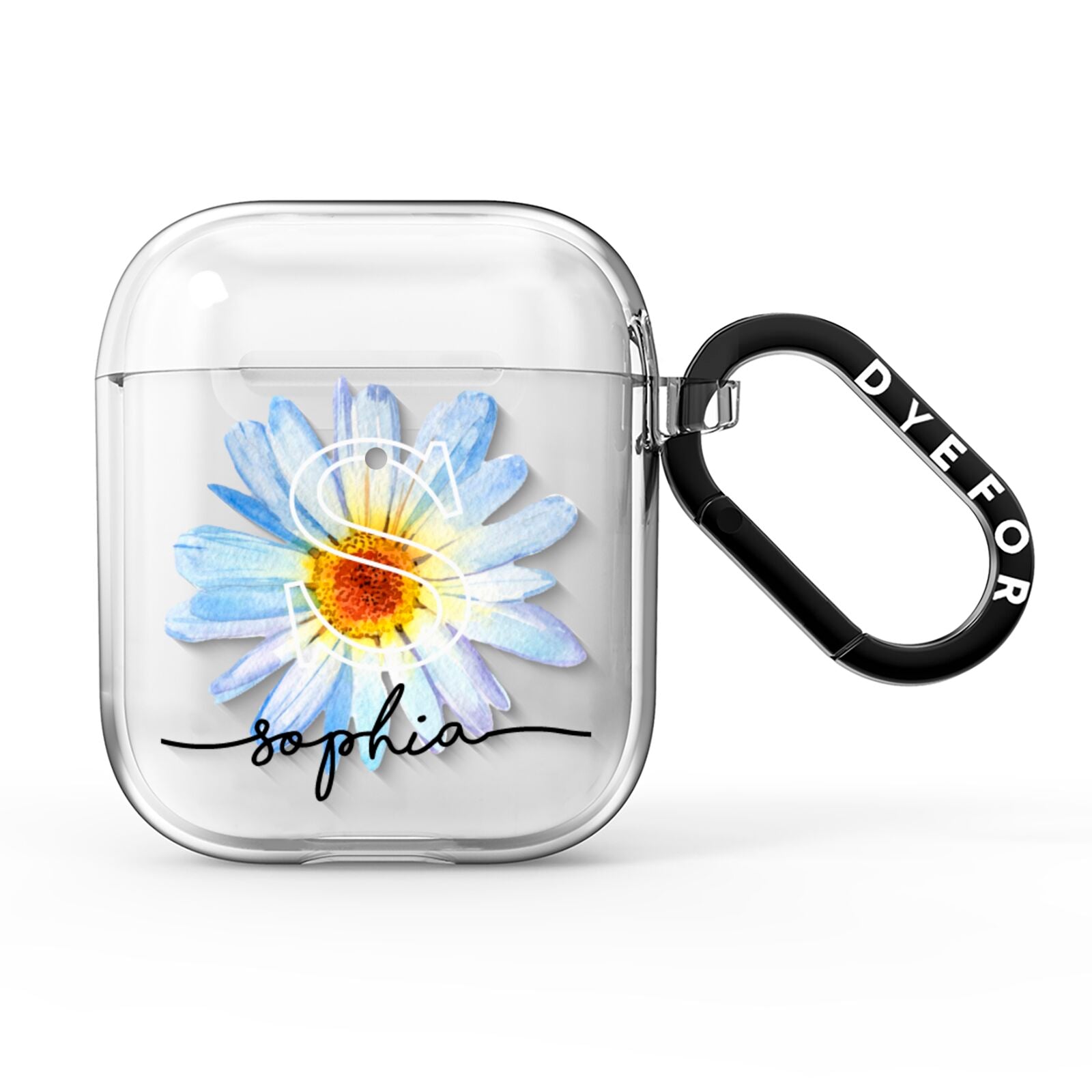Personalised Daisy Initial Name AirPods Clear Case