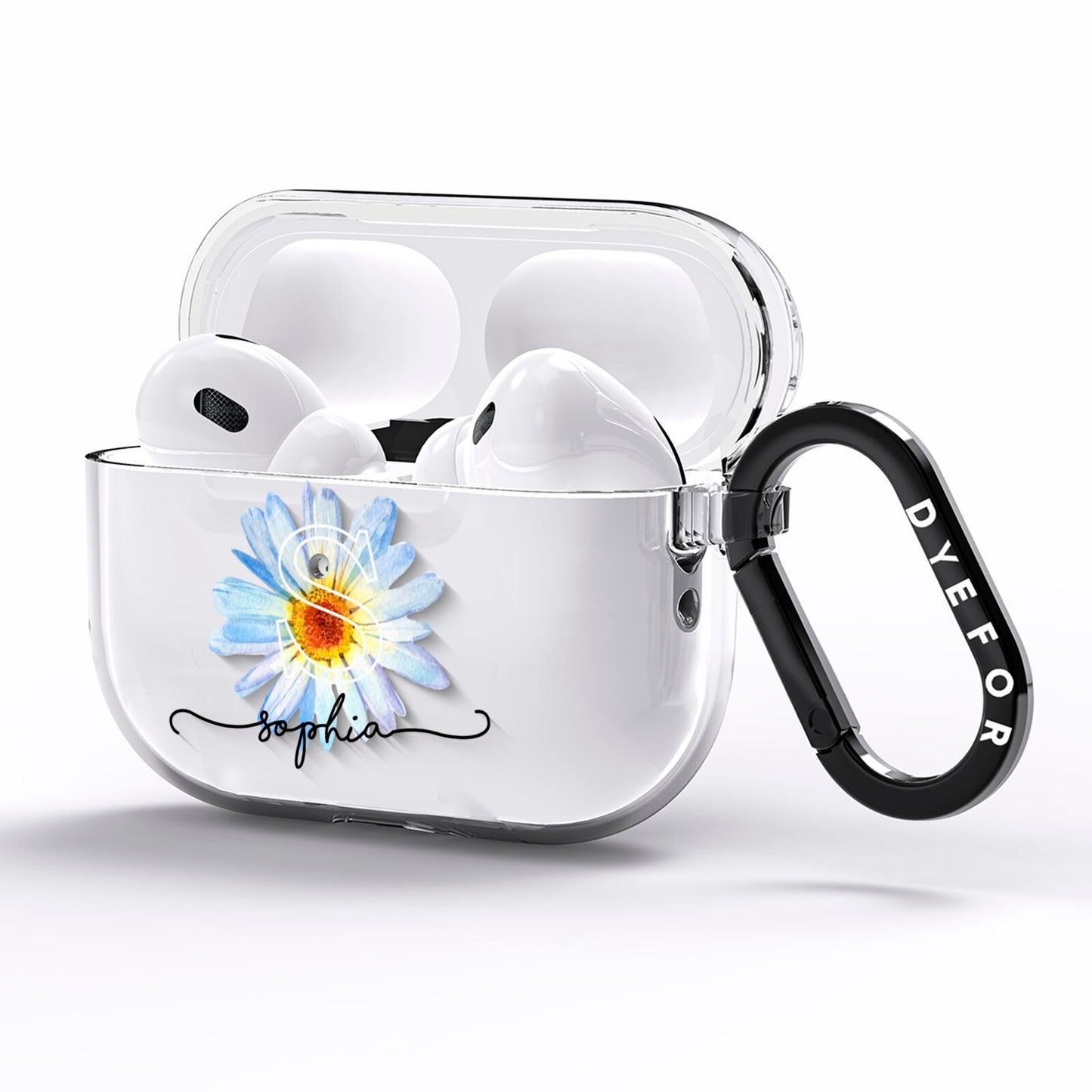 Personalised Daisy Initial Name AirPods Pro Clear Case Side Image