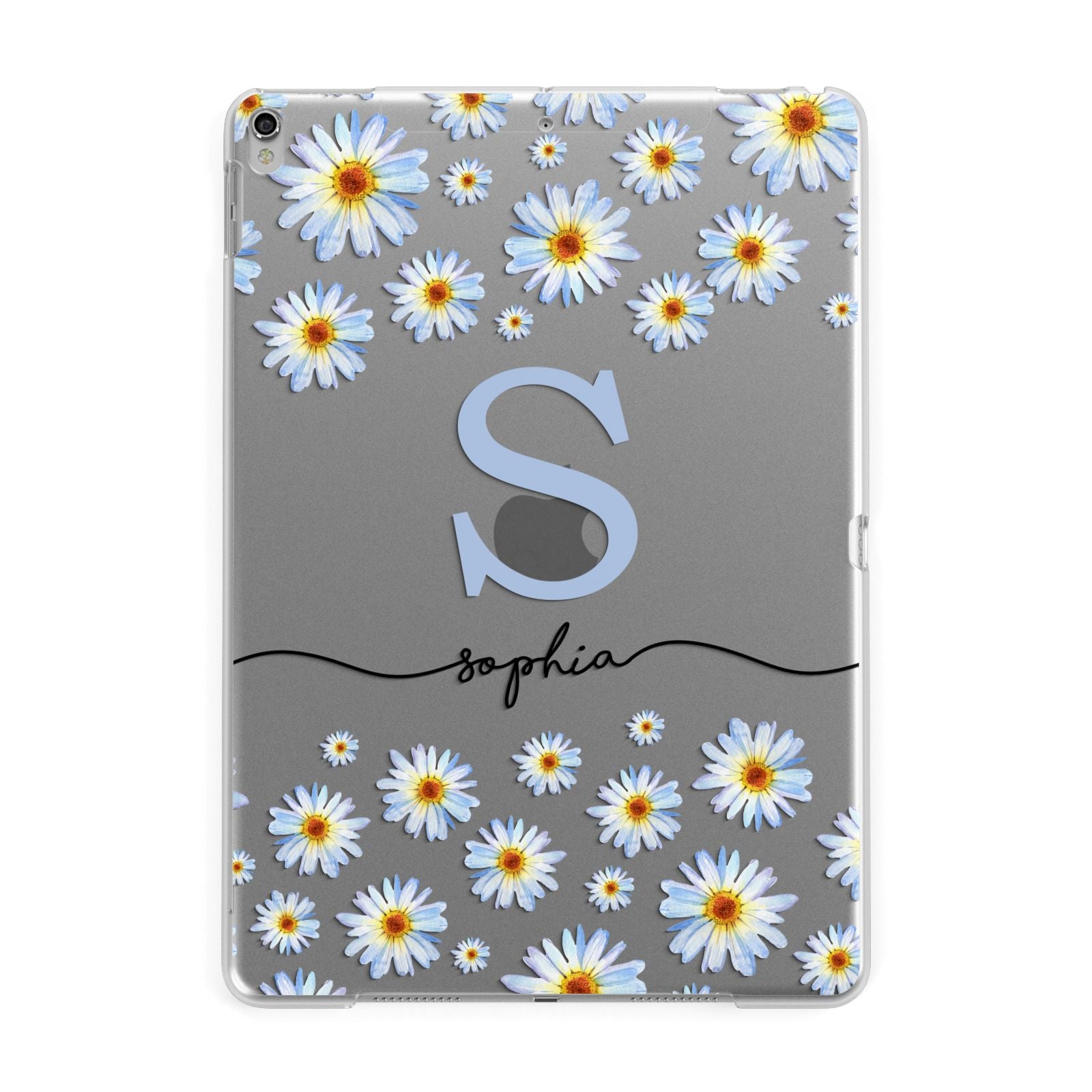 Personalised Daisy Initial Name Apple iPad Silver Case