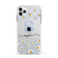 Personalised Daisy Initial Name Apple iPhone 11 Pro Max in Silver with White Impact Case