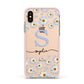 Personalised Daisy Initial Name Apple iPhone Xs Impact Case Pink Edge on Gold Phone