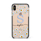 Personalised Daisy Initial Name Apple iPhone Xs Max Impact Case Black Edge on Gold Phone