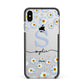 Personalised Daisy Initial Name Apple iPhone Xs Max Impact Case Black Edge on Silver Phone