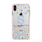 Personalised Daisy Initial Name Apple iPhone Xs Max Impact Case Pink Edge on Silver Phone