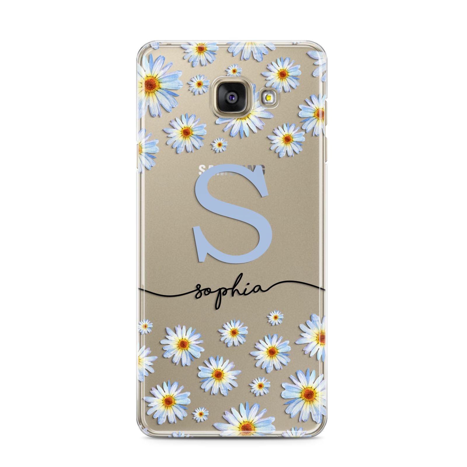 Personalised Daisy Initial Name Samsung Galaxy A3 2016 Case on gold phone