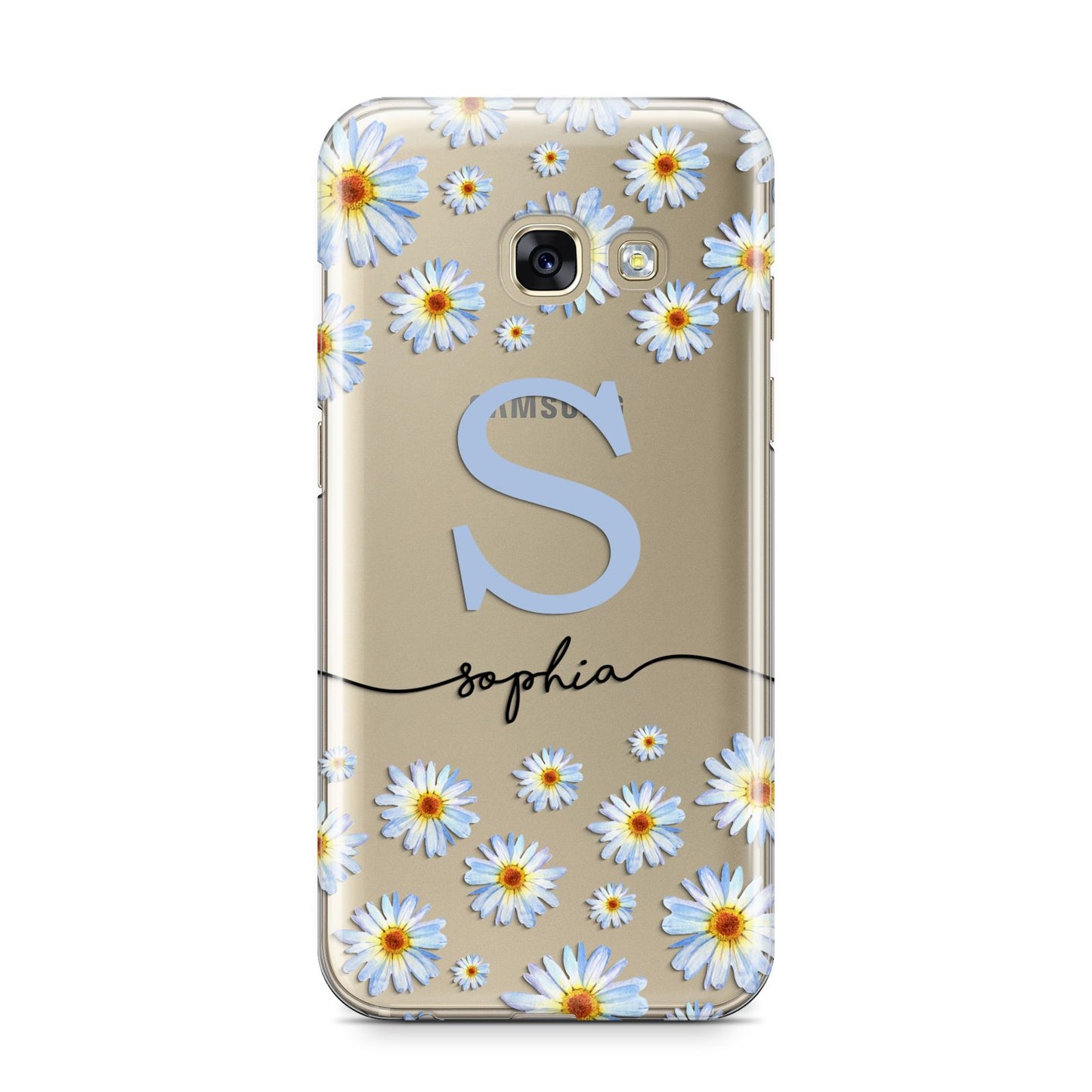 Personalised Daisy Initial Name Samsung Galaxy A3 2017 Case on gold phone