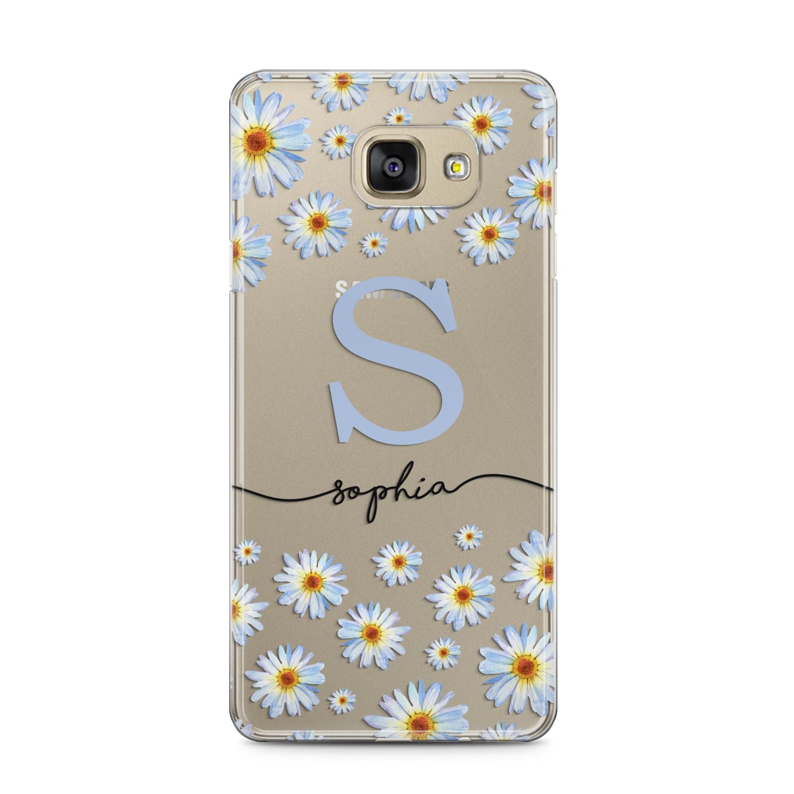 Personalised Daisy Initial Name Samsung Galaxy A5 2016 Case on gold phone