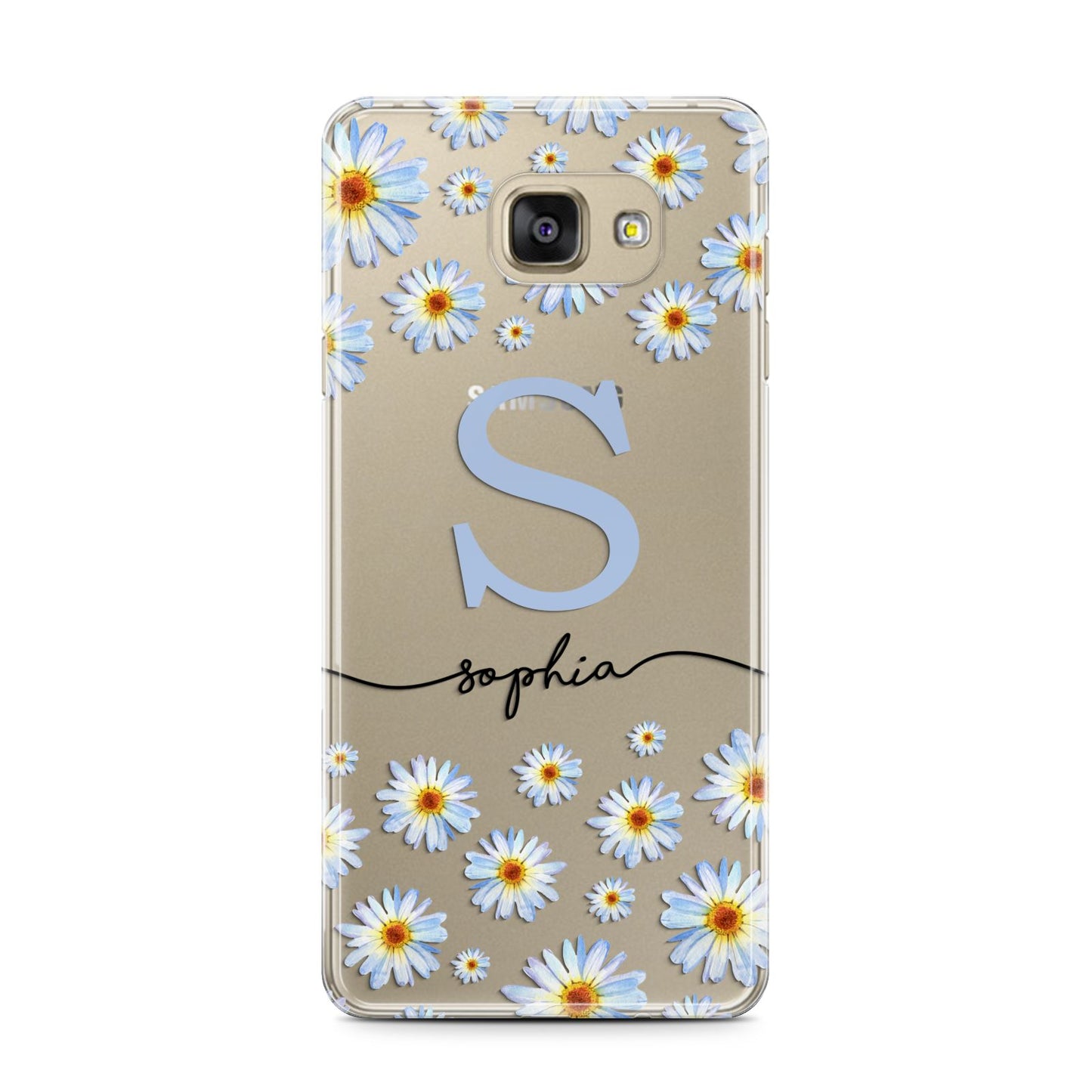 Personalised Daisy Initial Name Samsung Galaxy A7 2016 Case on gold phone