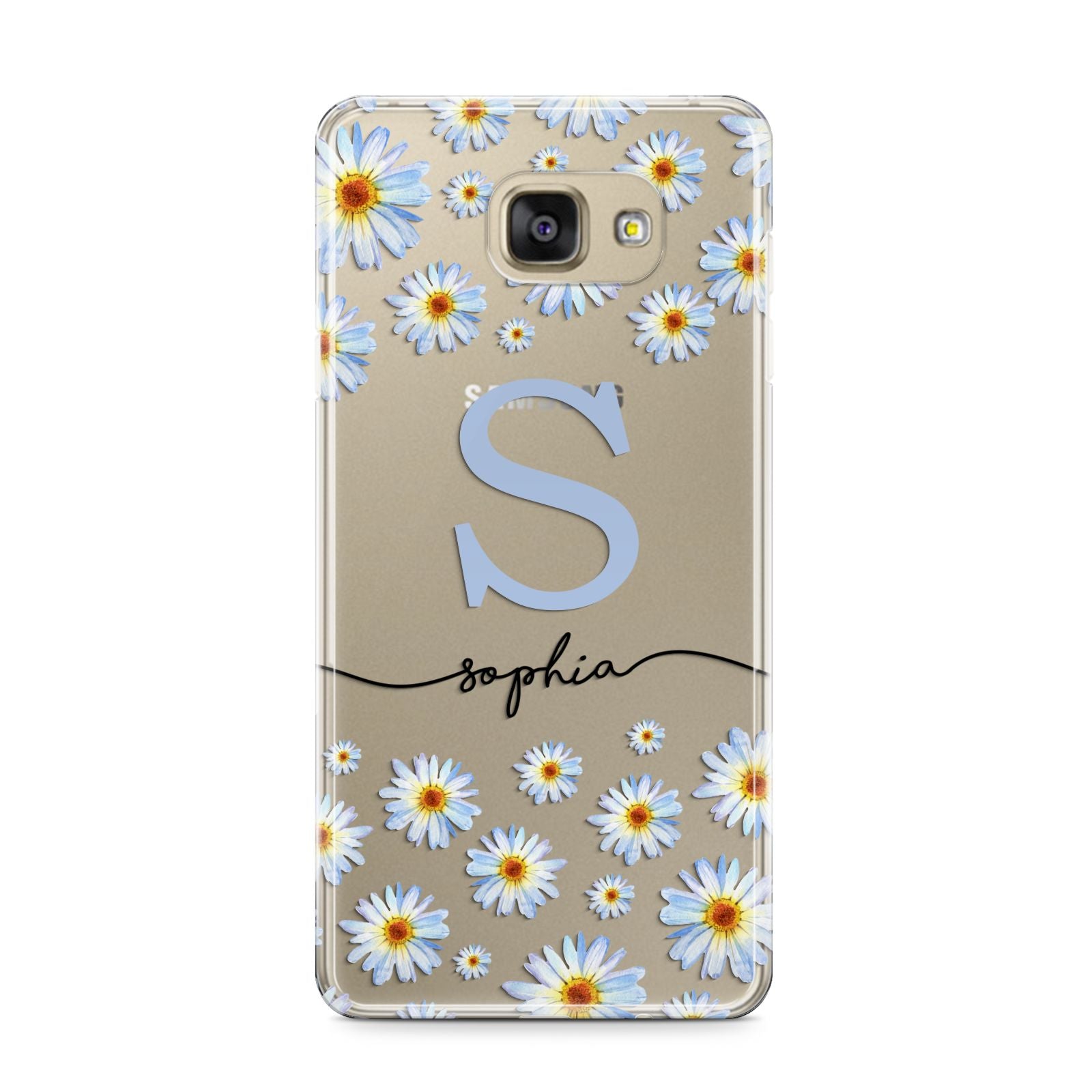 Personalised Daisy Initial Name Samsung Galaxy A9 2016 Case on gold phone