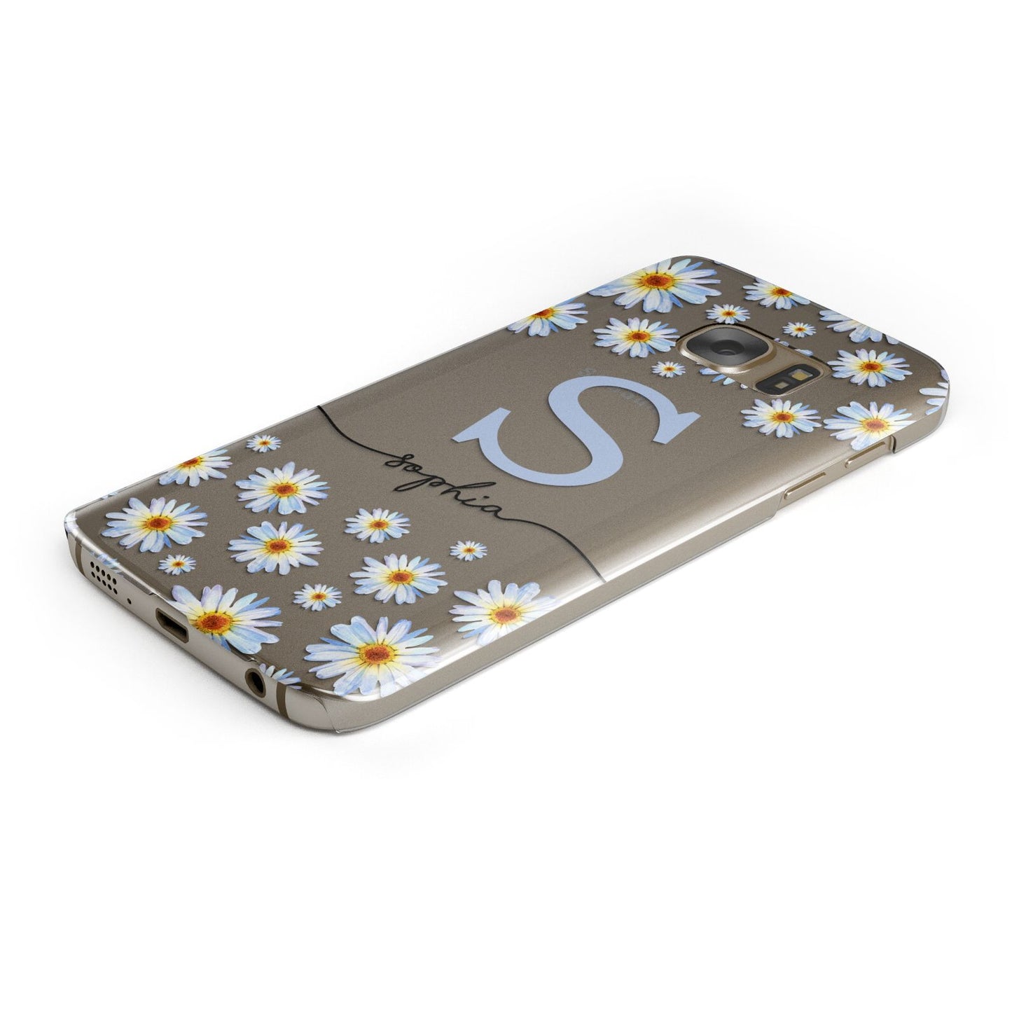 Personalised Daisy Initial Name Samsung Galaxy Case Bottom Cutout