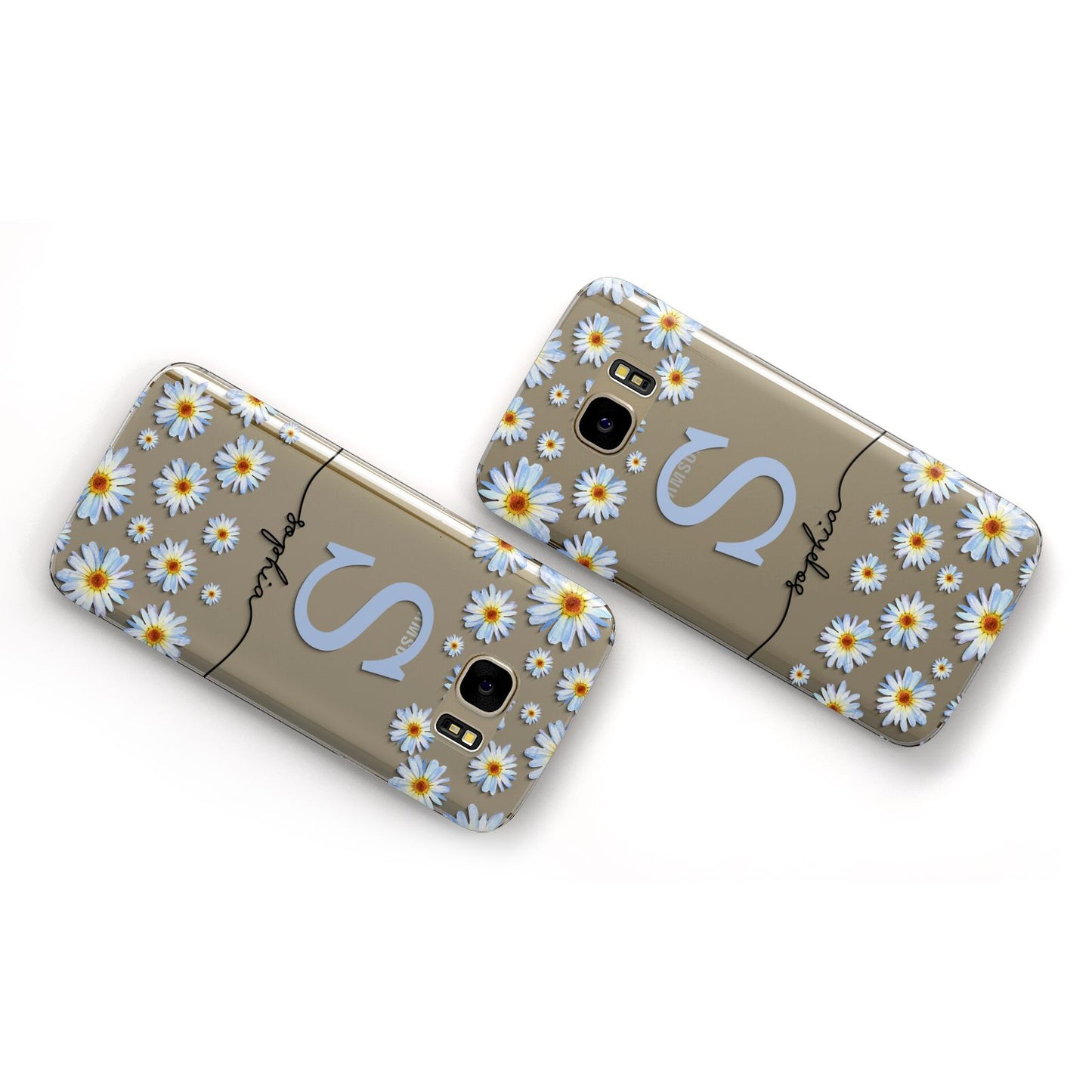 Personalised Daisy Initial Name Samsung Galaxy Case Flat Overview