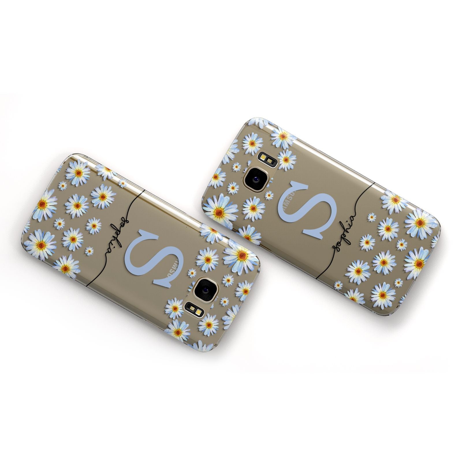 Personalised Daisy Initial Name Samsung Galaxy Case Flat Overview