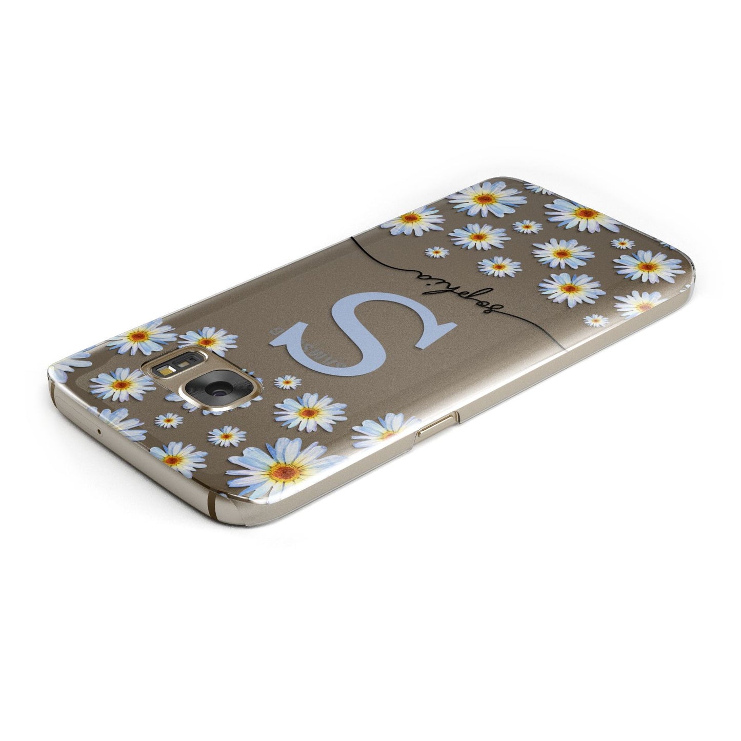 Personalised Daisy Initial Name Samsung Galaxy Case Top Cutout