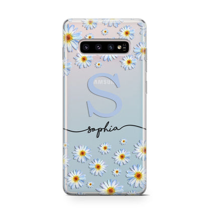 Personalised Daisy Initial Name Samsung Galaxy S10 Case