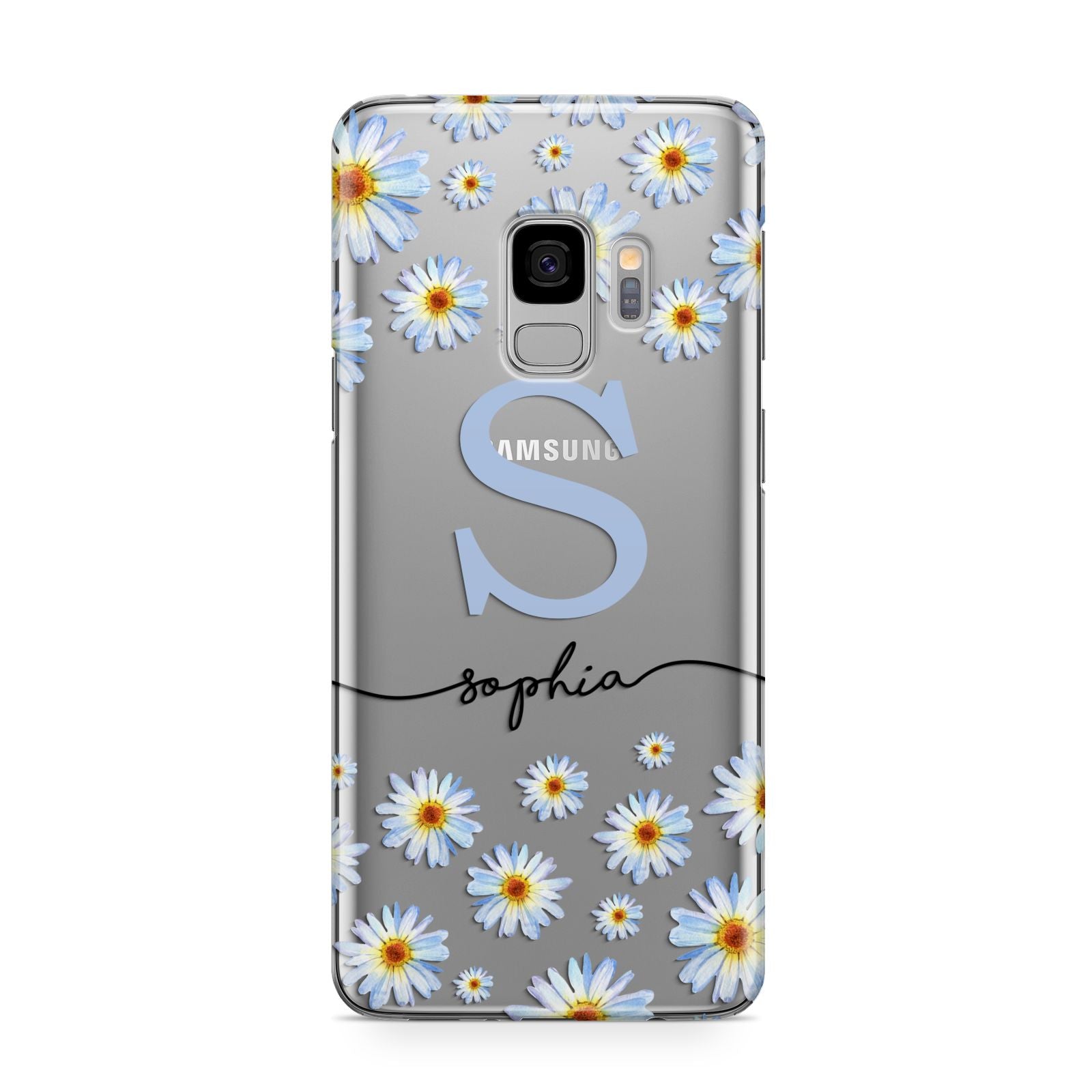 Personalised Daisy Initial Name Samsung Galaxy S9 Case