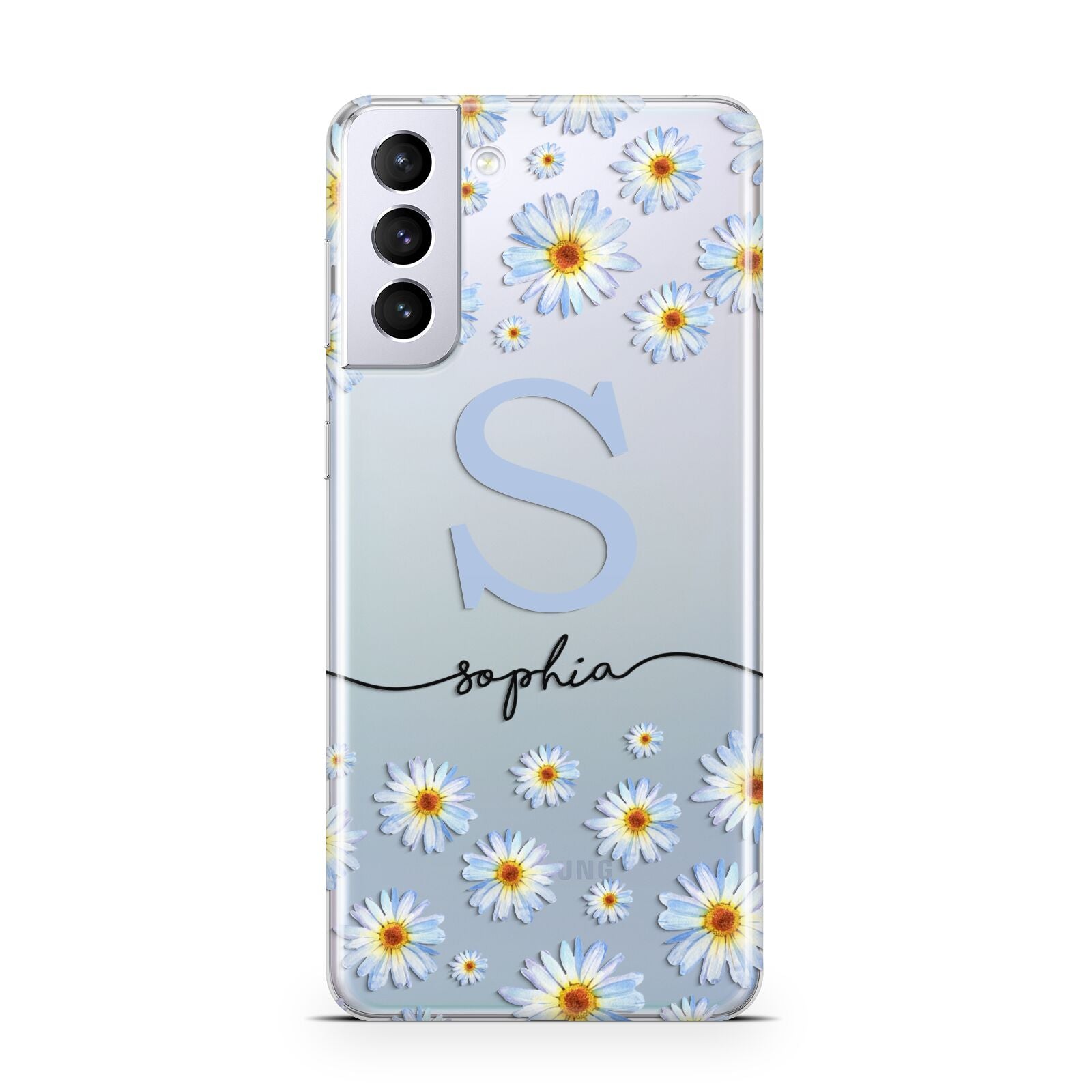 Personalised Daisy Initial Name Samsung S21 Plus Phone Case