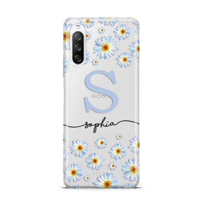 Personalised Daisy Initial Name Sony Xperia 10 III Case