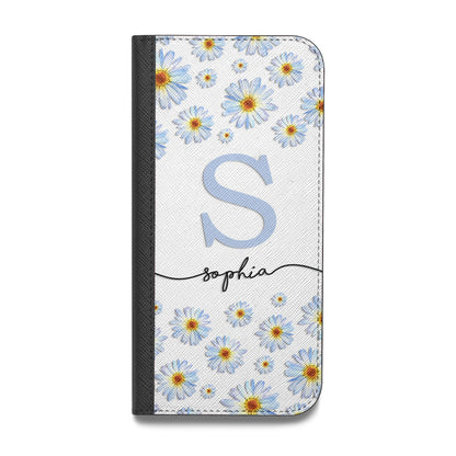 Personalised Daisy Initial Name Vegan Leather Flip Samsung Case