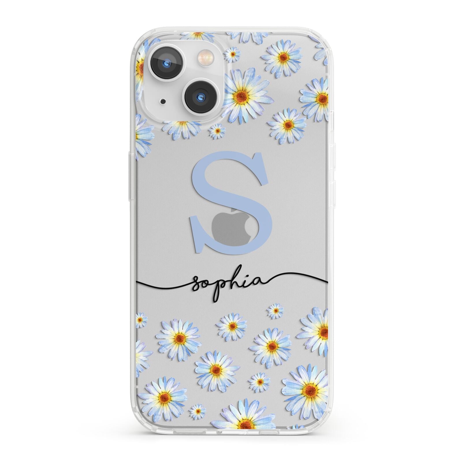 Personalised Daisy Initial Name iPhone 13 Clear Bumper Case