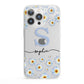 Personalised Daisy Initial Name iPhone 13 Pro Clear Bumper Case
