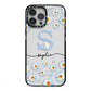 Personalised Daisy Initial Name iPhone 13 Pro Max Black Impact Case on Silver phone
