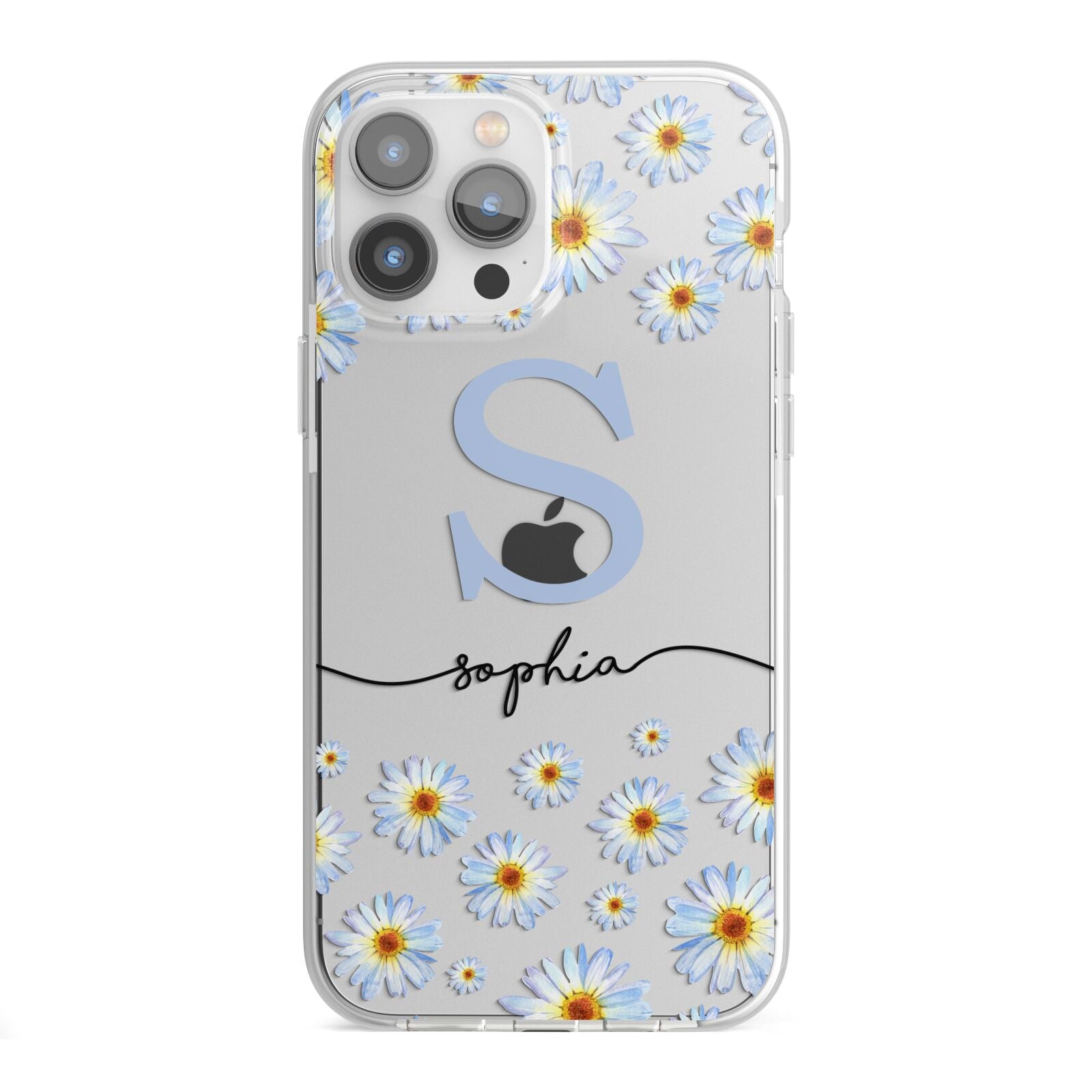 Personalised Daisy Initial Name iPhone 13 Pro Max TPU Impact Case with White Edges