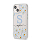 Personalised Daisy Initial Name iPhone 14 Clear Tough Case Starlight Angled Image