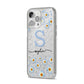 Personalised Daisy Initial Name iPhone 14 Pro Max Glitter Tough Case Silver Angled Image