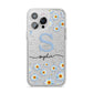 Personalised Daisy Initial Name iPhone 14 Pro Max Glitter Tough Case Silver