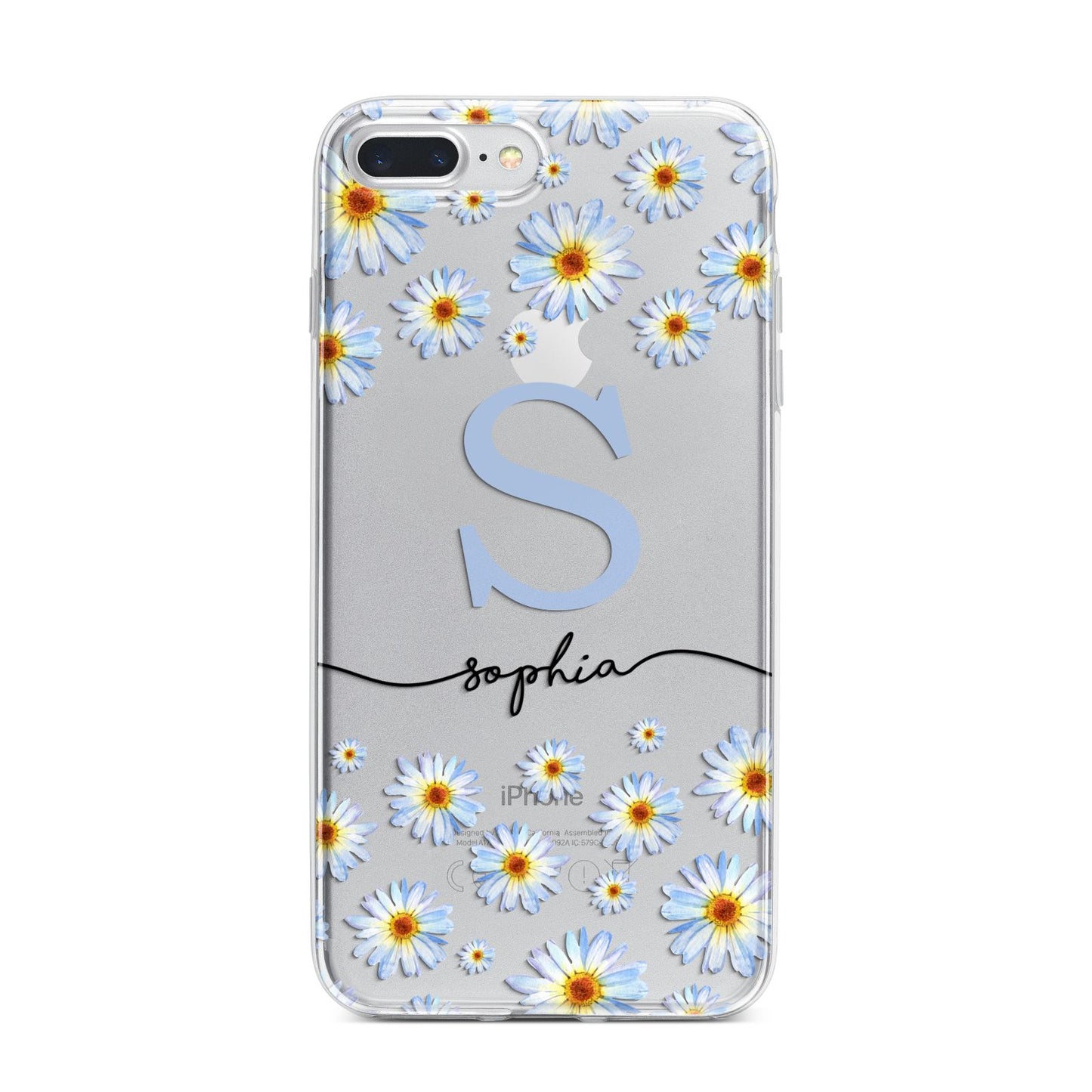 Personalised Daisy Initial Name iPhone 7 Plus Bumper Case on Silver iPhone