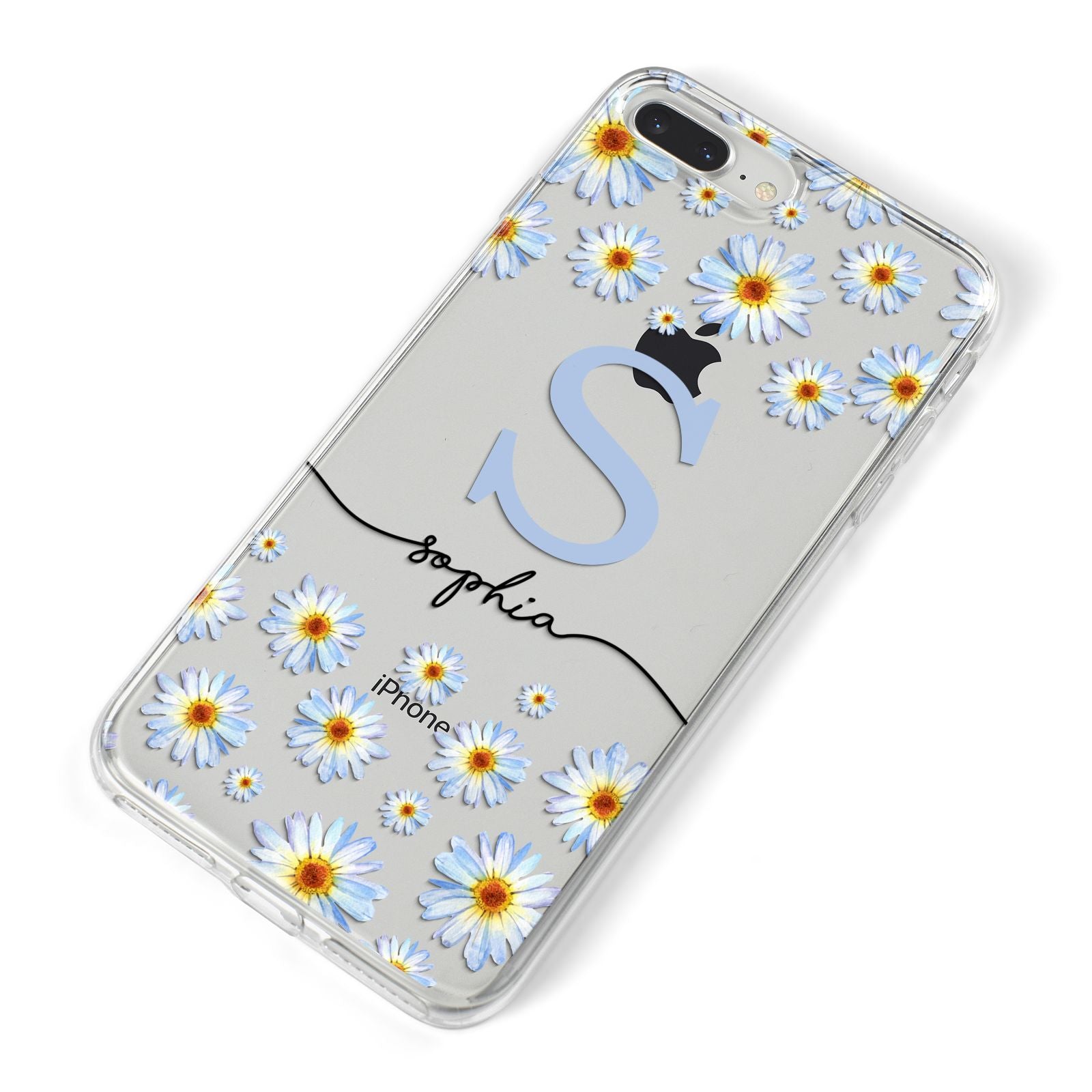 Personalised Daisy Initial Name iPhone 8 Plus Bumper Case on Silver iPhone Alternative Image