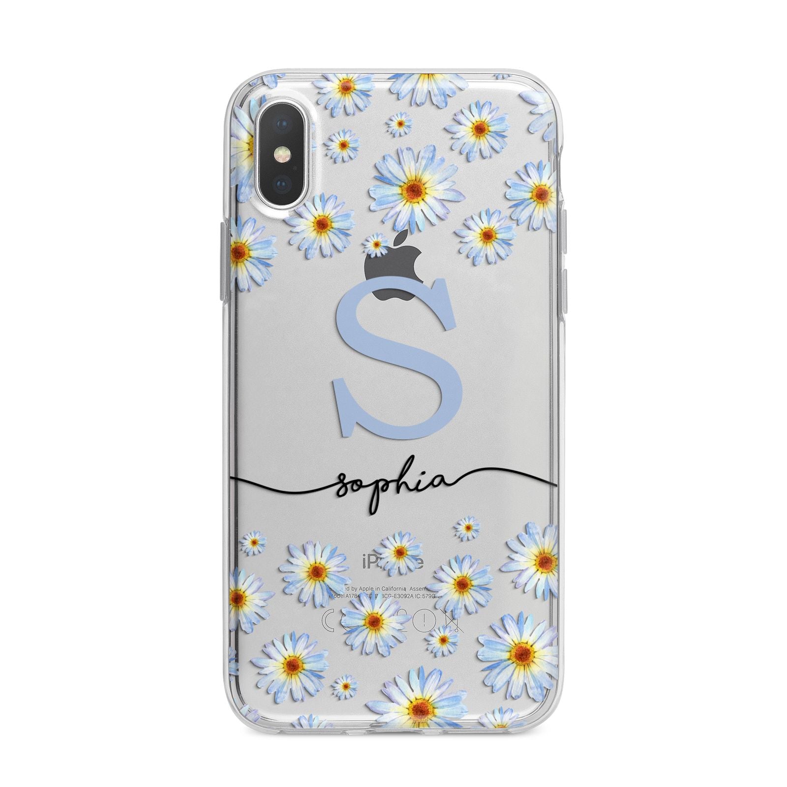 Personalised Daisy Initial Name iPhone X Bumper Case on Silver iPhone Alternative Image 1