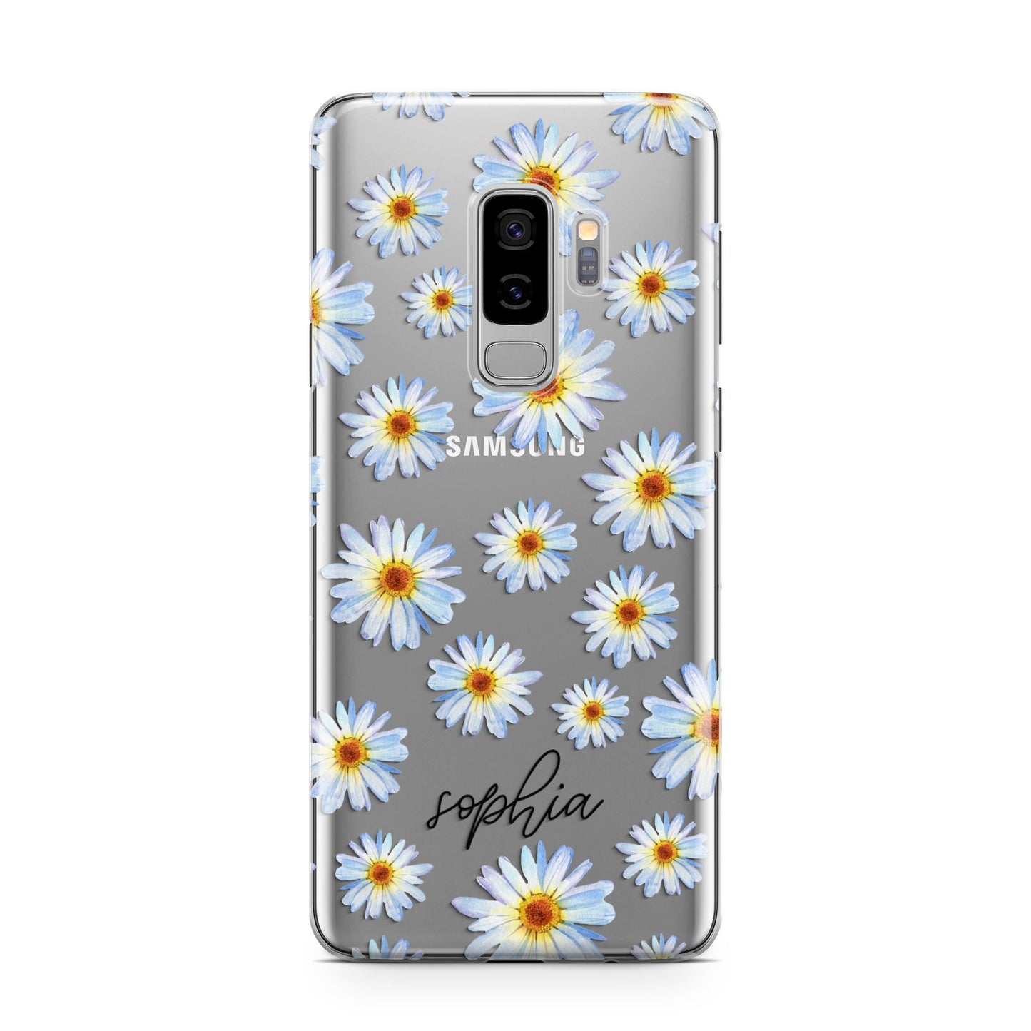 Personalised Daisy Samsung Galaxy S9 Plus Case on Silver phone