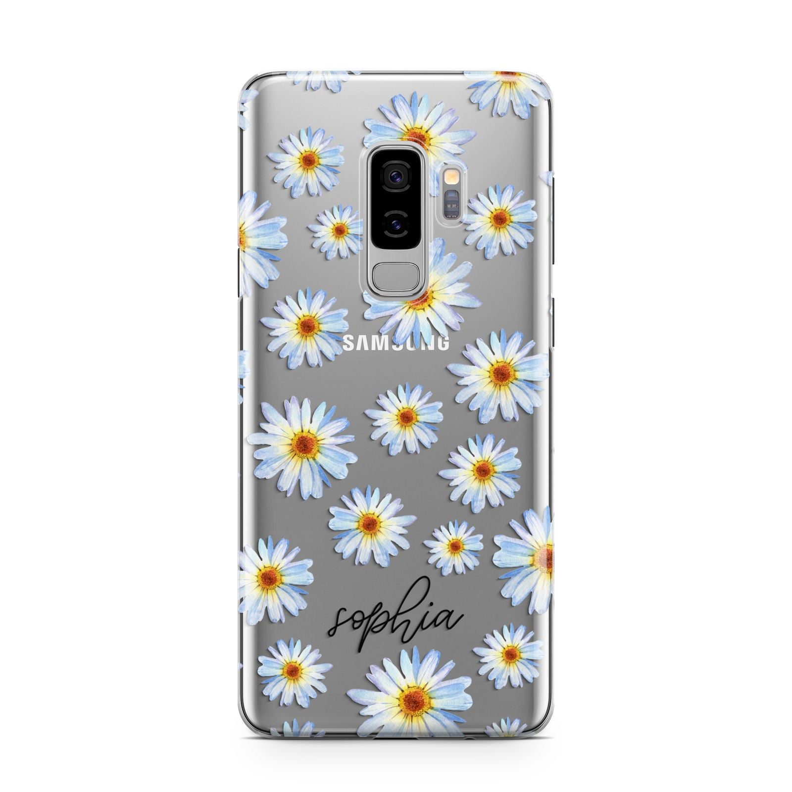 Personalised Daisy Samsung Galaxy S9 Plus Case on Silver phone