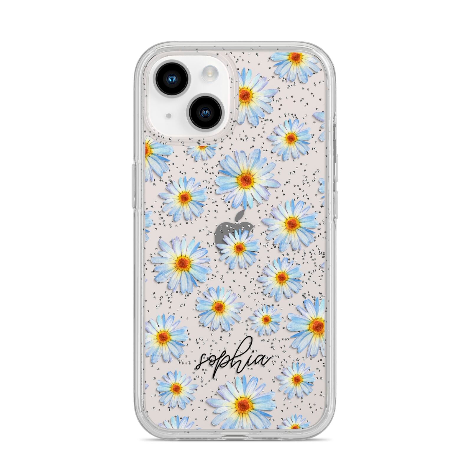 Personalised Daisy iPhone 14 Glitter Tough Case Starlight