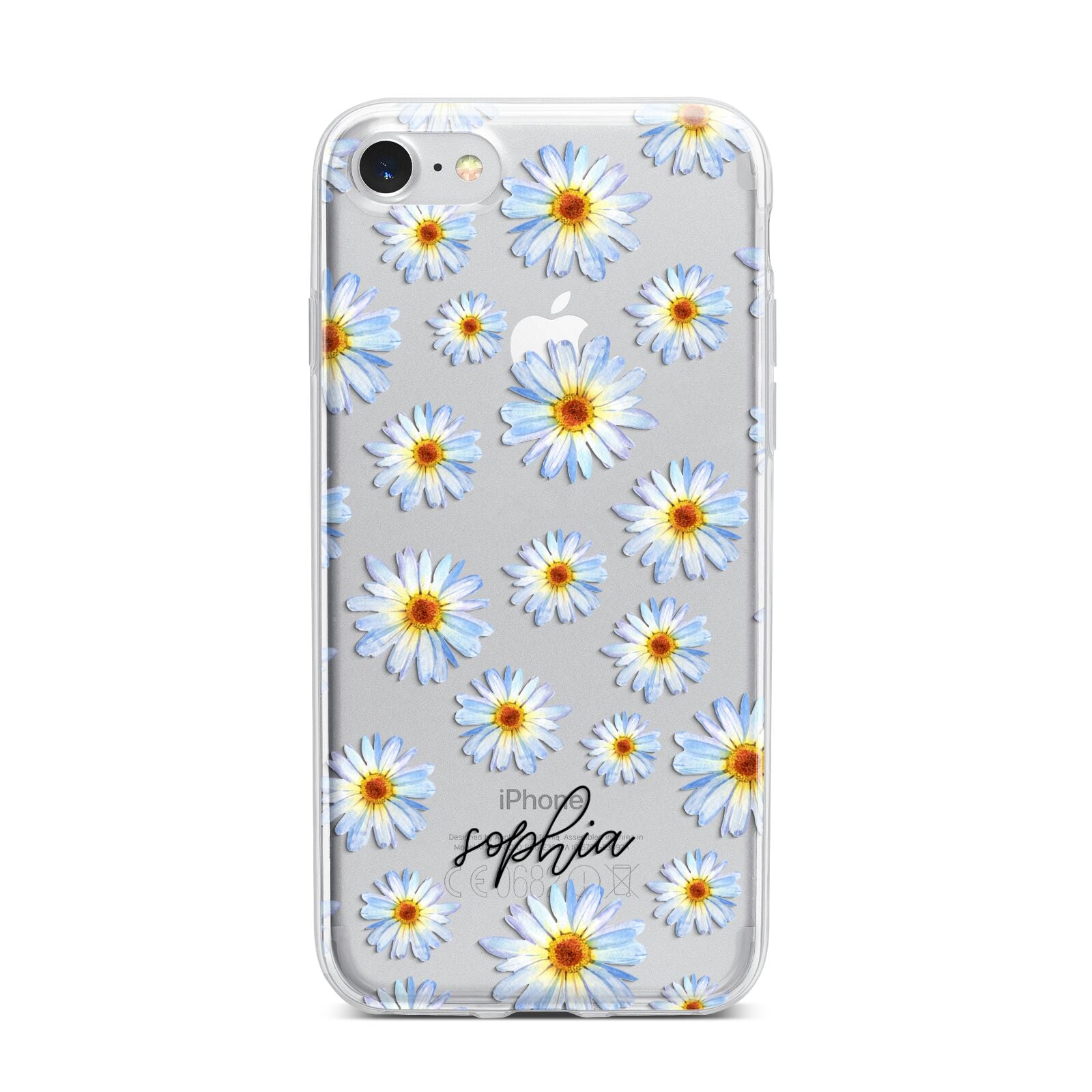 Personalised Daisy iPhone 7 Bumper Case on Silver iPhone