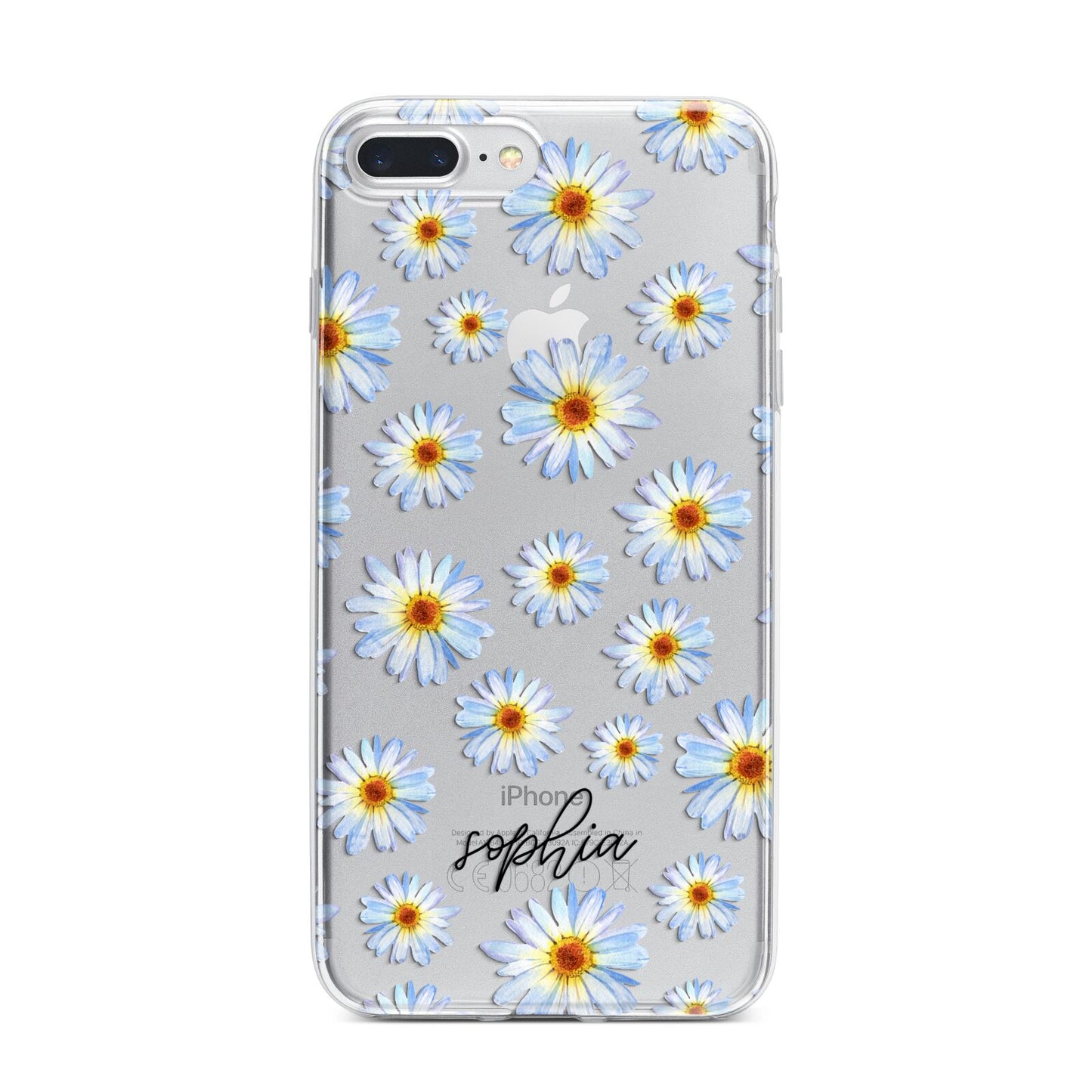 Personalised Daisy iPhone 7 Plus Bumper Case on Silver iPhone