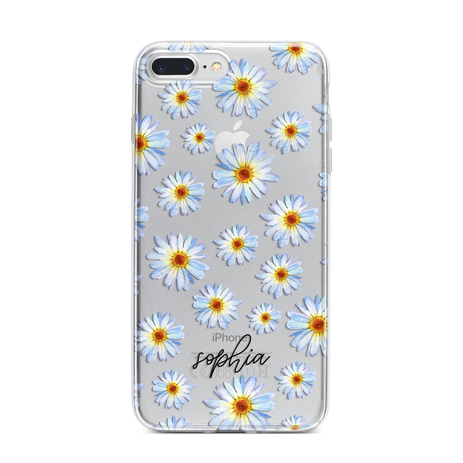 Personalised Daisy iPhone 7 Plus Bumper Case on Silver iPhone
