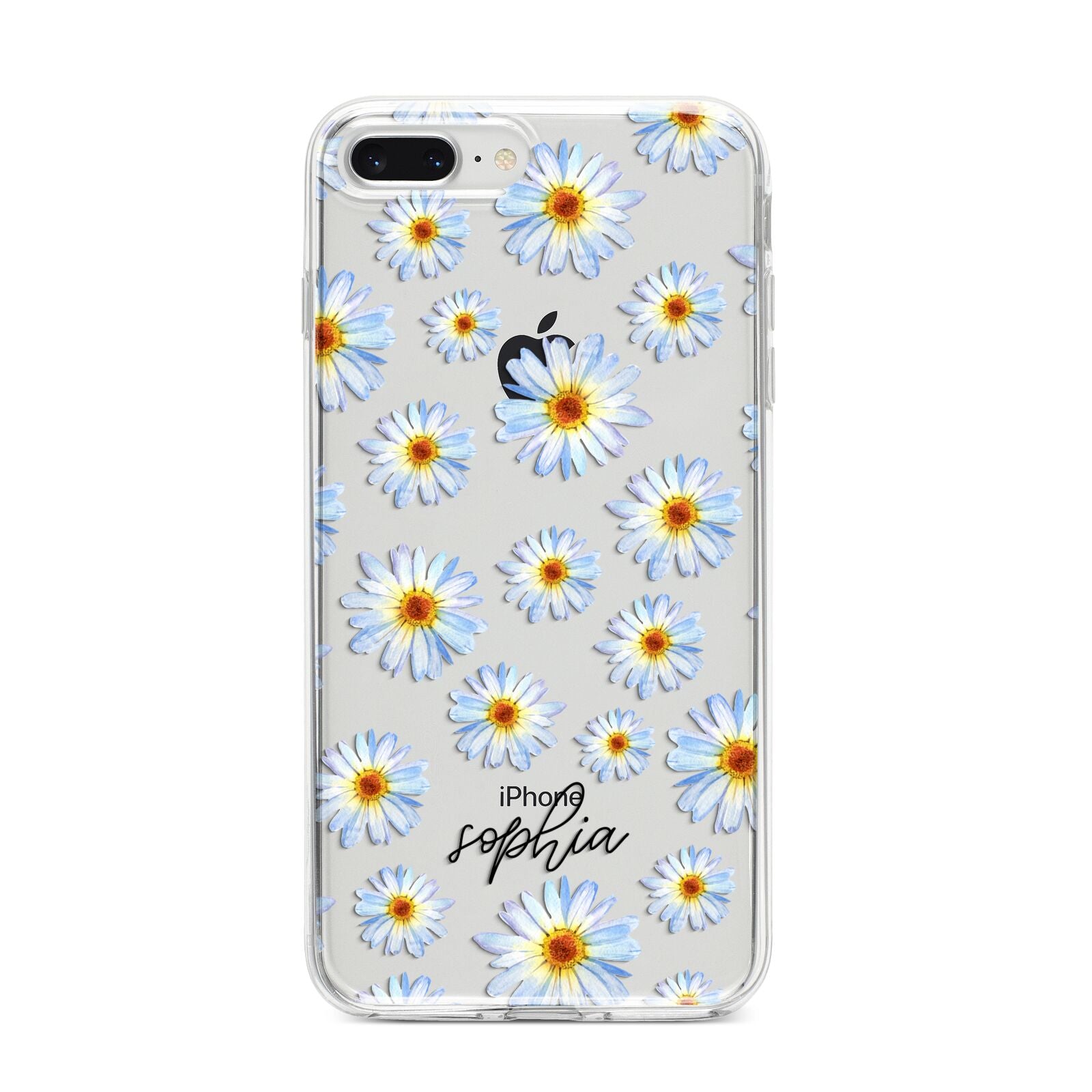 Personalised Daisy iPhone 8 Plus Bumper Case on Silver iPhone