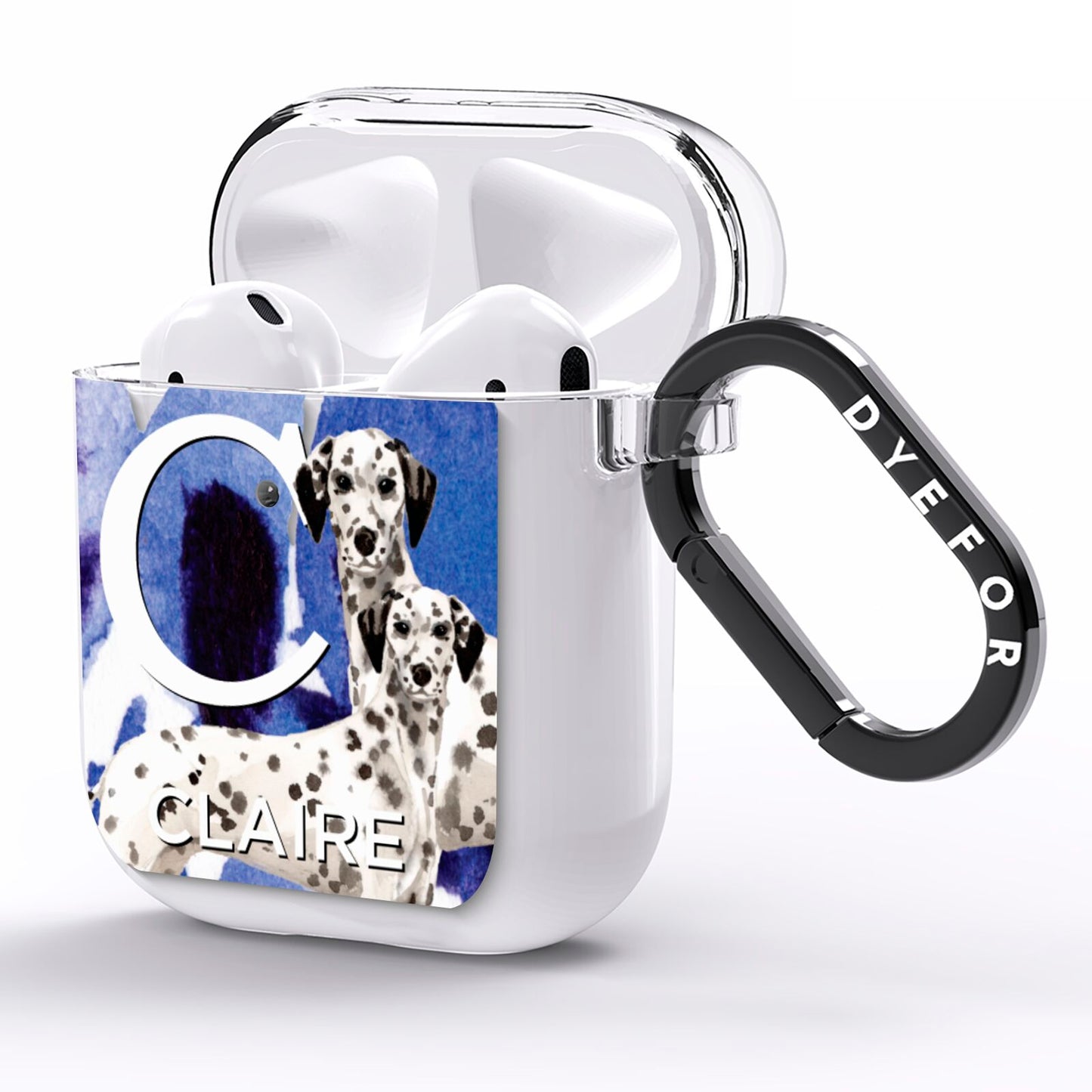Personalised Dalmatian AirPods Clear Case Side Image
