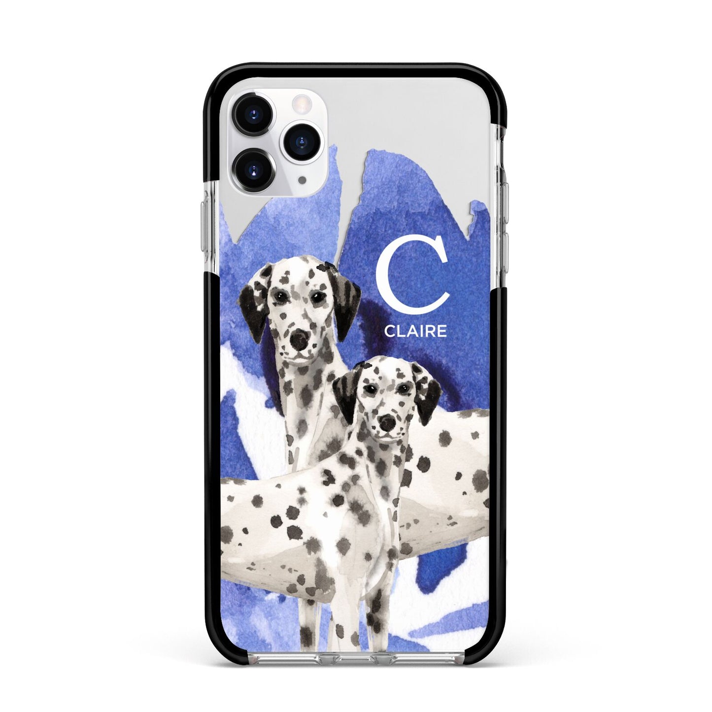 Personalised Dalmatian Apple iPhone 11 Pro Max in Silver with Black Impact Case