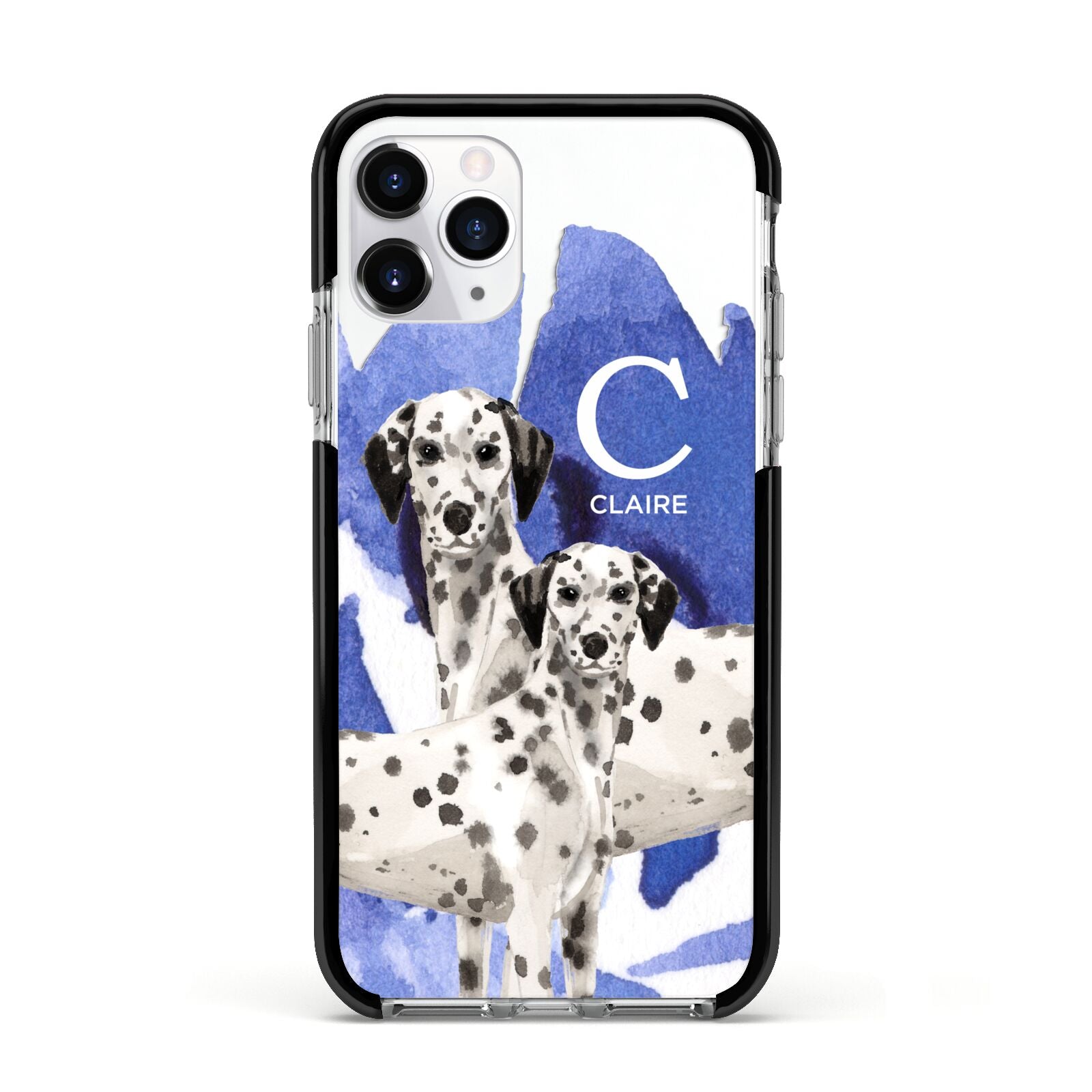Personalised Dalmatian Apple iPhone 11 Pro in Silver with Black Impact Case