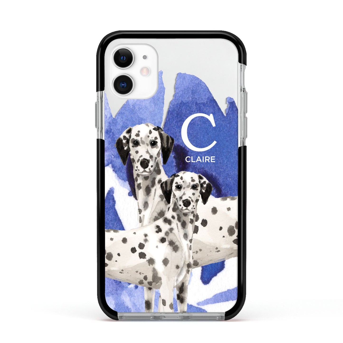 Personalised Dalmatian Apple iPhone 11 in White with Black Impact Case