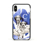 Personalised Dalmatian Apple iPhone Xs Impact Case Black Edge on Silver Phone